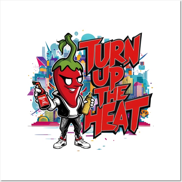 Turn Up The Heat, Hot Sauce Graffiti Design Wall Art by RazorDesign234